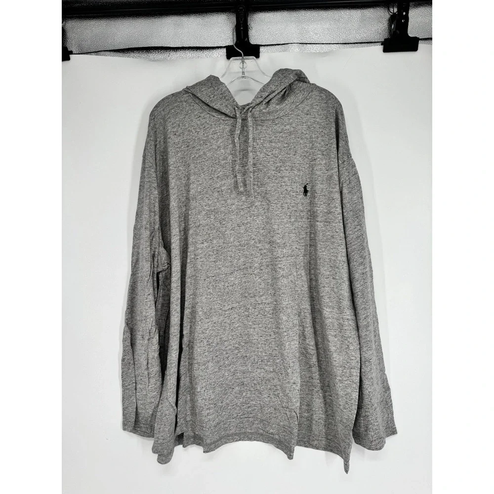 Polo Ralph Lauren Lightweight Hoodie Hooded T Shirt 3XL Big 3XB Pony Logo Grey